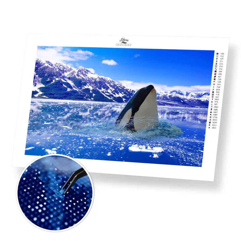 Killer Whale - Premium Diamond Painting Kit - 45x30cm / 18x12’’ / Square (Most Popular) - Diamond Painting Kit