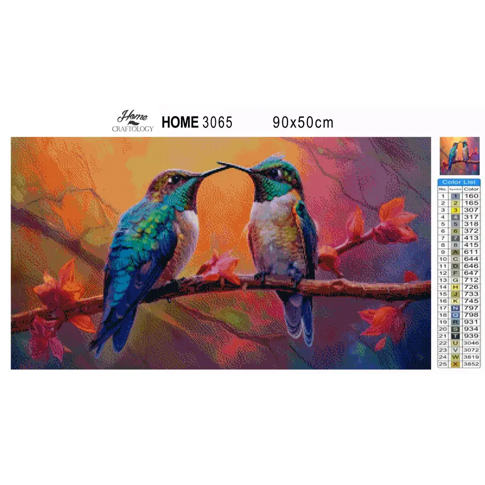 Kissing Hummingbirds - Premium Diamond Painting Kit - Diamond Painting Kit