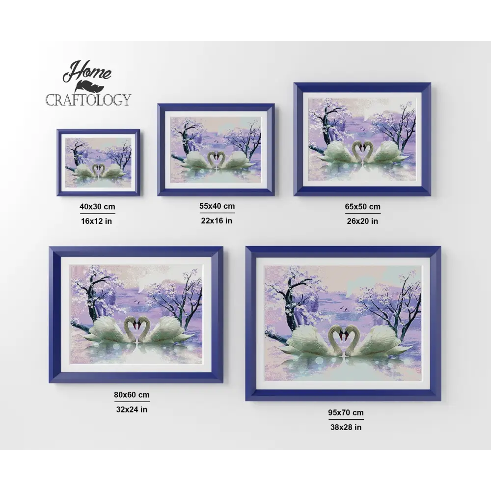 Kissing Swans - Premium Diamond Painting Kit - Diamond Painting Kit
