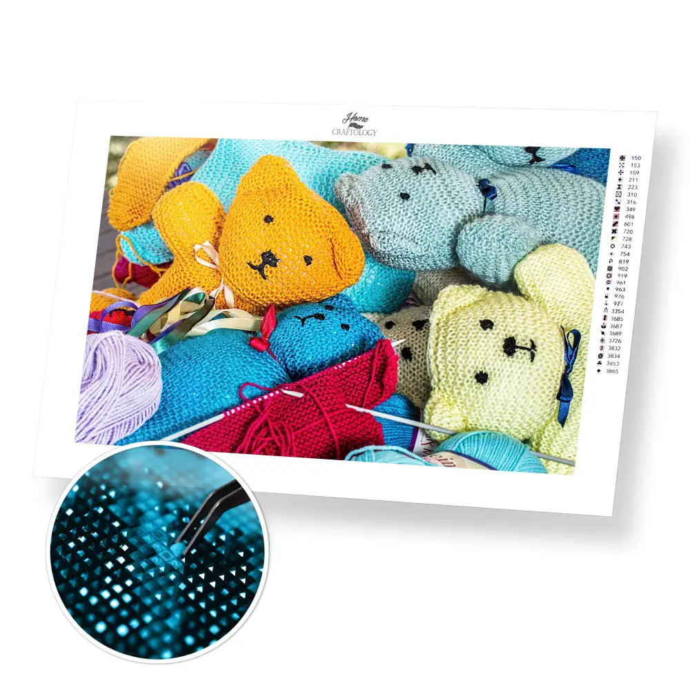 Knitted Bears - Premium Diamond Painting Kit - 45x30cm / 18x12’’ / Square (Most Popular) - Diamond Painting Kit
