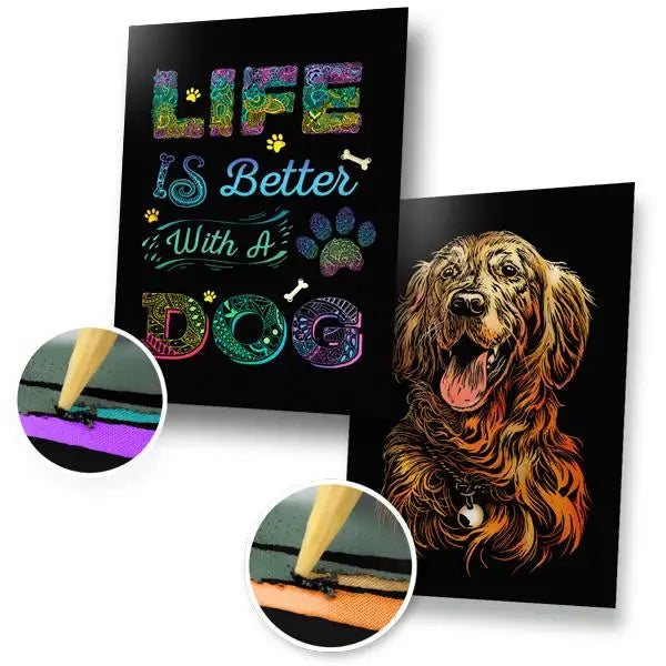 Life Is Better With A Dog Scratch Painting Bundle - Scratch Painting