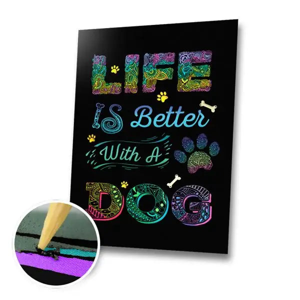 Life Is Better With A Dog Scratch Painting Bundle - Scratch Painting