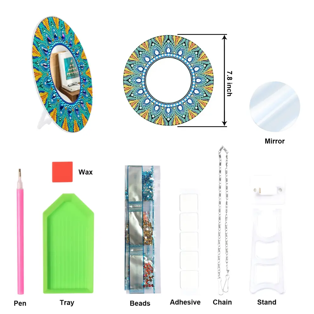 Light Blue and Blue Sun - Diamond Painting Mirror - Mirror