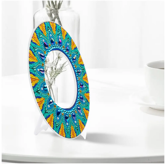 Light Blue and Blue Sun - Diamond Painting Mirror - Mirror