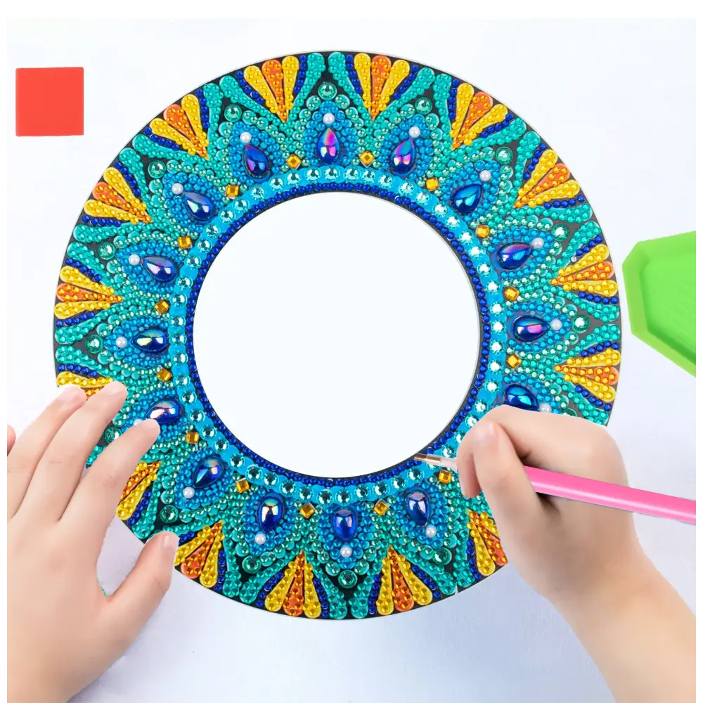 Light Blue and Blue Sun - Diamond Painting Mirror - Mirror