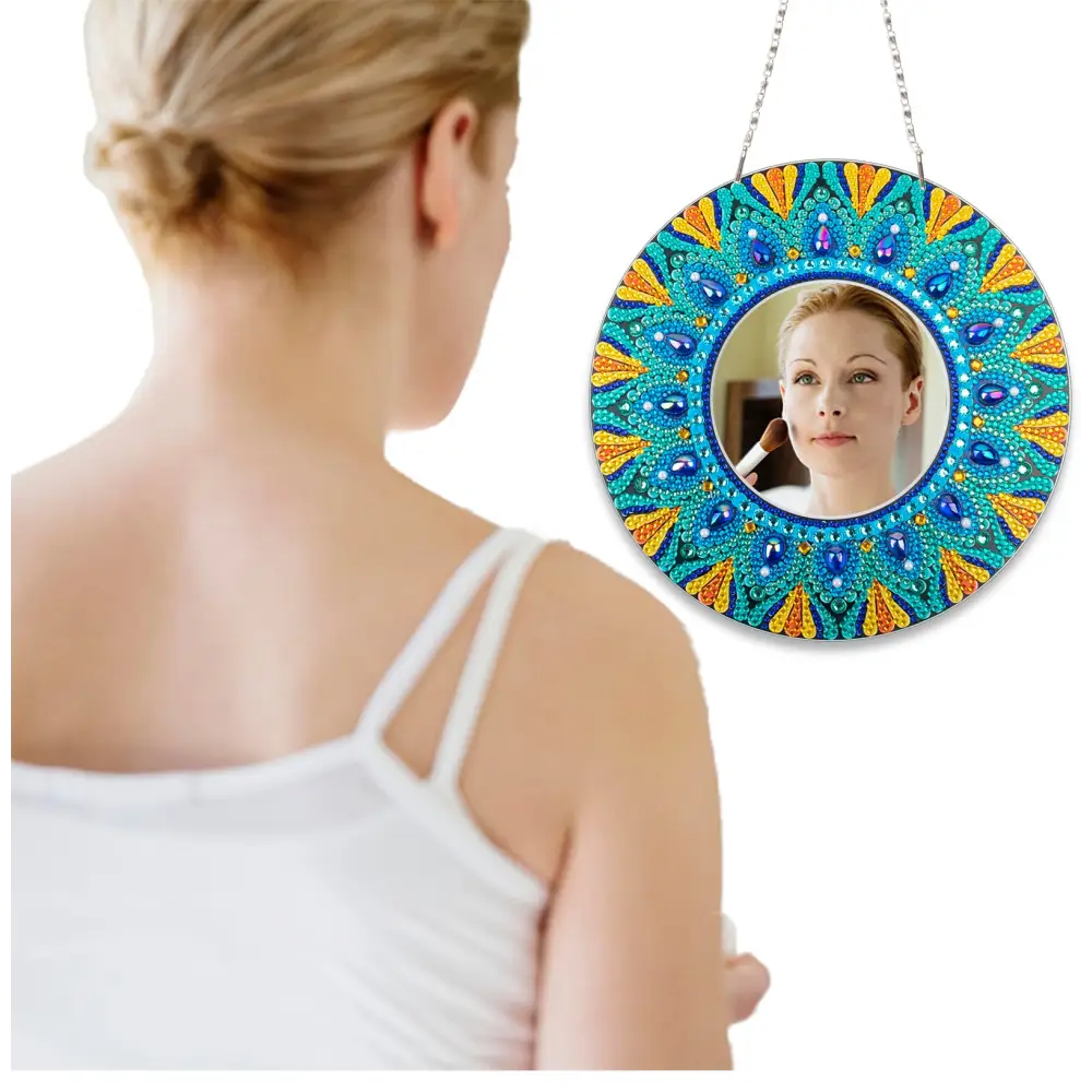 Light Blue and Blue Sun - Diamond Painting Mirror - Mirror