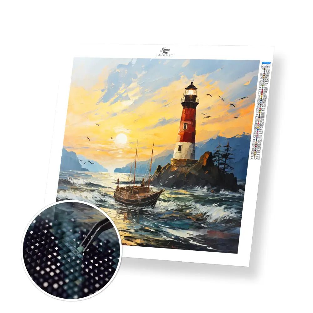 Lighthouse Painting - Exclusive Premium Diamond Painting Kit - 30x30cm / 12x12’’ / Square (Most Popular) / No Frame