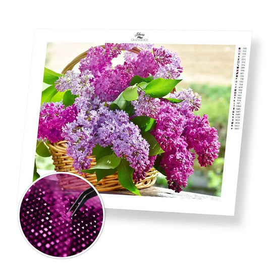 Lilac Flowers - Exclusive Premium Diamond Painting Kit - 25x20cm / 10x8’’ / Square (Most Popular) - Diamond Painting Kit