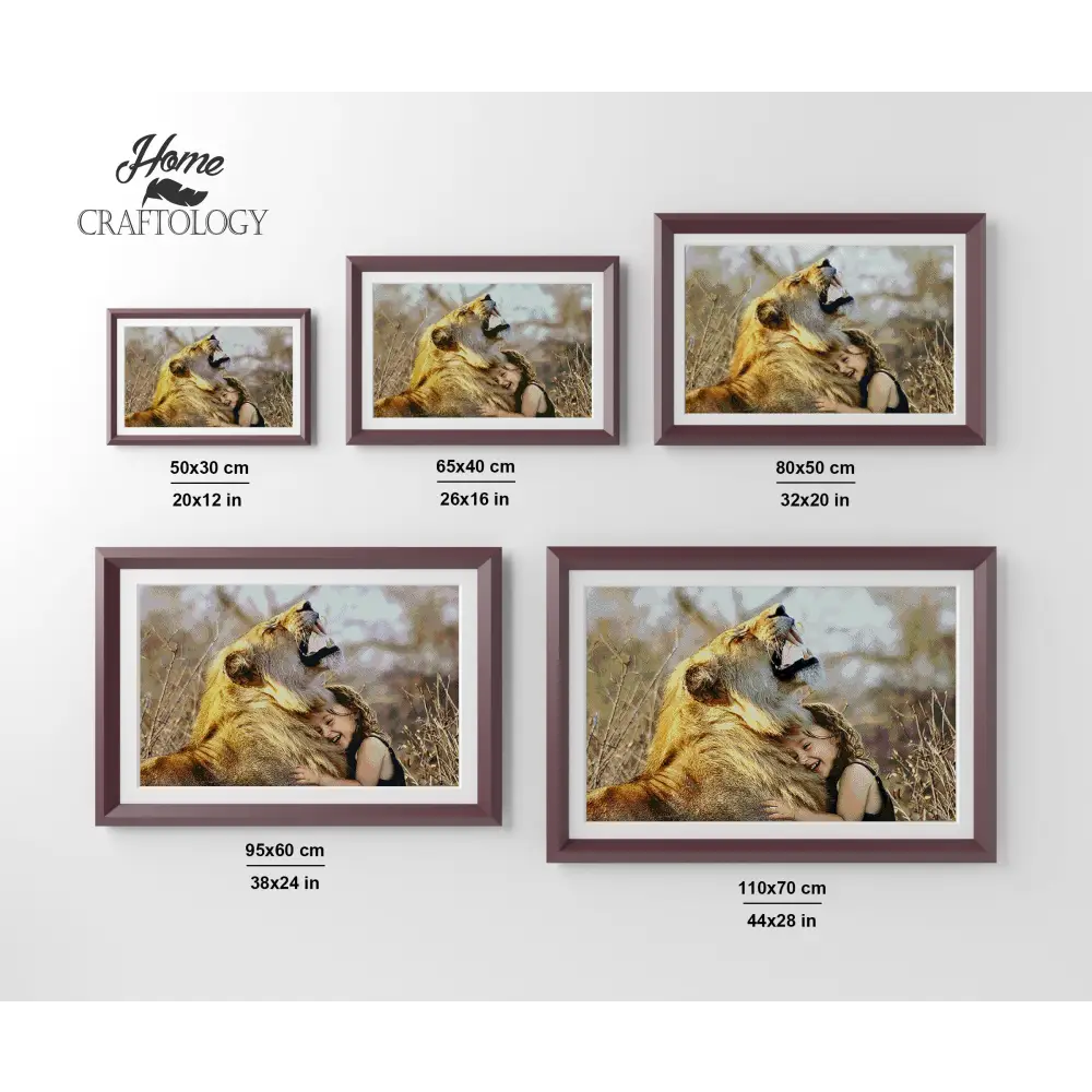 Lion and Girl Bonding - Premium Diamond Painting Kit - Diamond Painting Kit