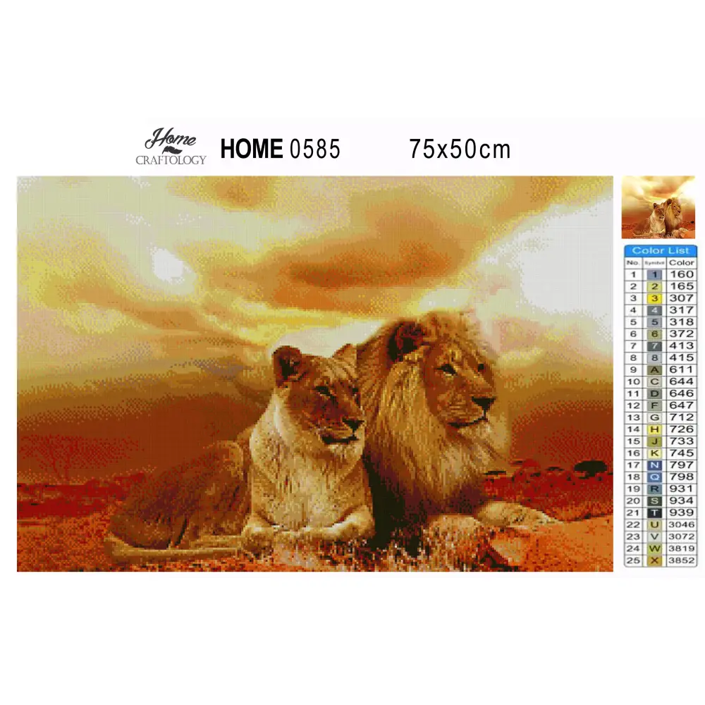 Lion and Lioness - Premium Diamond Painting Kit - Diamond Painting Kit