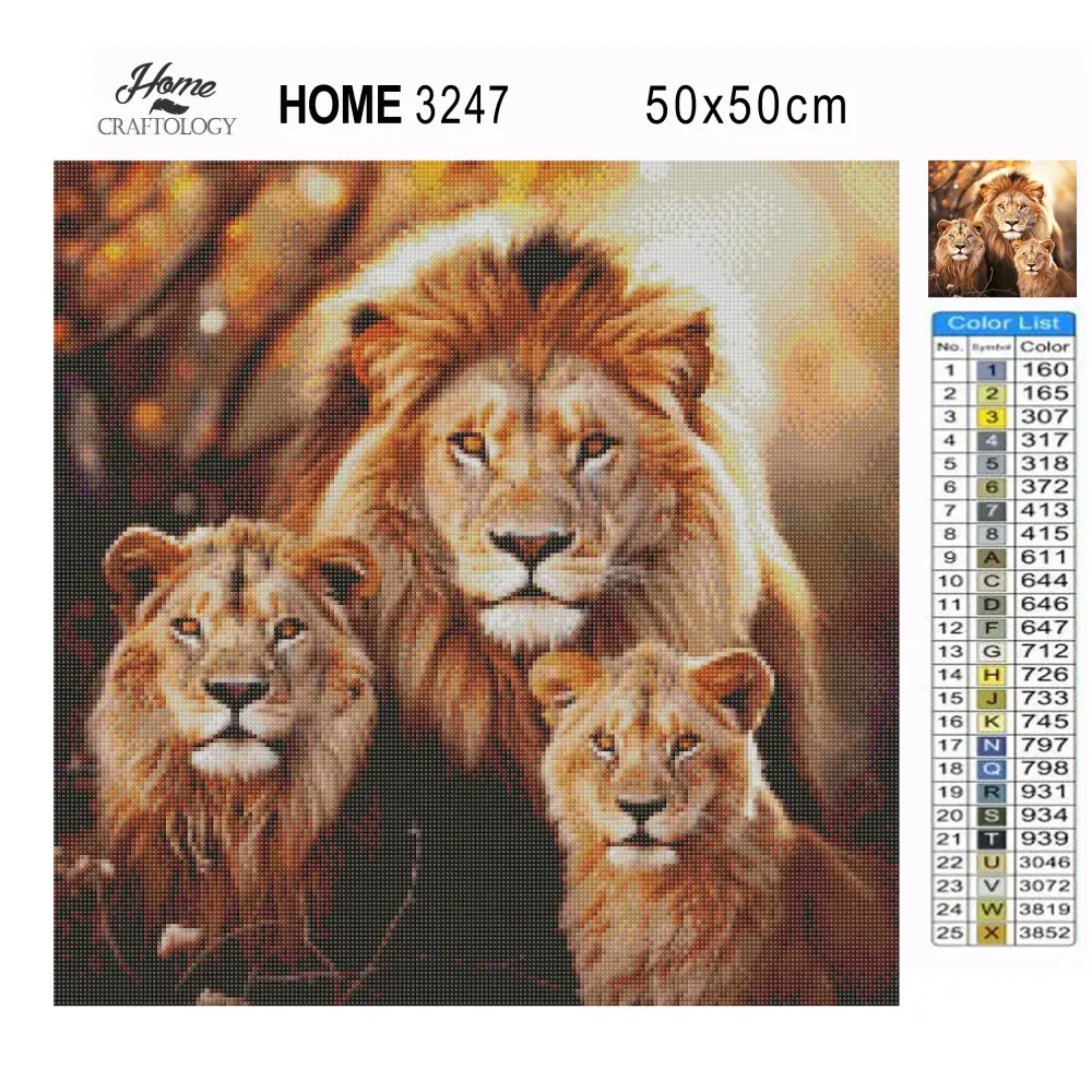 Lion Family - Exclusive Premium Diamond Painting Kit - Diamond Painting Kit