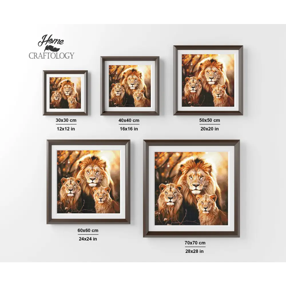 Lion Family - Exclusive Premium Diamond Painting Kit - Diamond Painting Kit