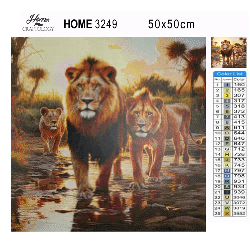 Lions in the Safari - Exclusive Premium Diamond Painting Kit - Diamond Painting Kit