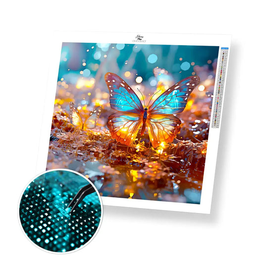 Lit Up Butterfly - Exclusive Premium Diamond Painting Kit - 30x30cm / 12x12’’ / Square (Most Popular) - Diamond