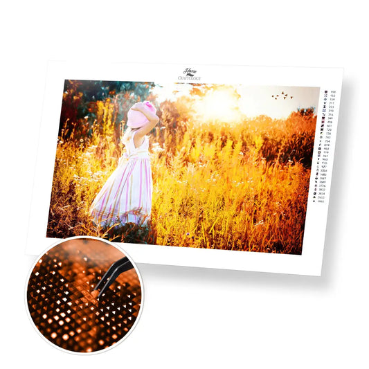Little Girl in the Meadows - Premium Diamond Painting Kit - 45x30cm / 18x12’’ / Square (Most Popular) - Diamond