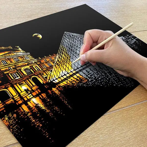 Louvre Pyramid Paris - Scratch Painting Kit - Scratch Painting