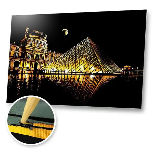 Louvre Pyramid Paris - Scratch Painting Kit - Scratch Painting
