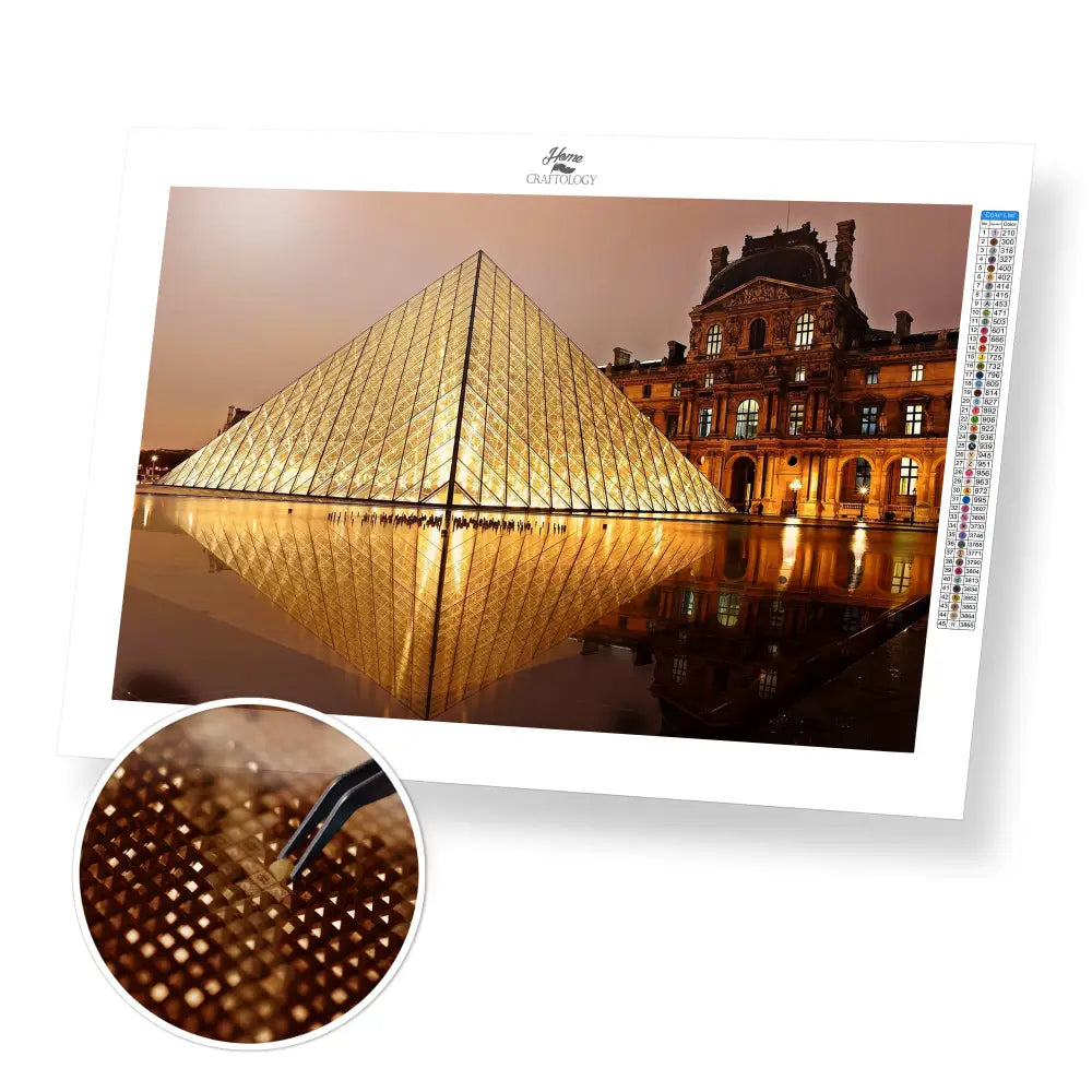 Louvre Pyramid - Premium Diamond Painting Kit - 45x30cm / 18x12’’ / Square (Most Popular) - Diamond Painting Kit