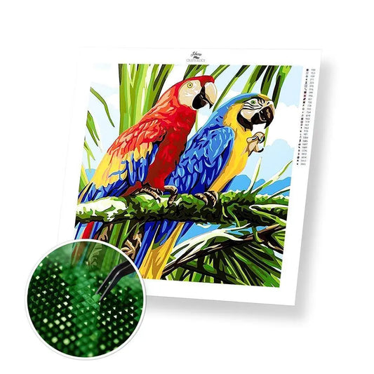 Macaw Birds - Premium Diamond Painting Kit - 30x30cm / 12x12’’ / Square (Most Popular) - Diamond Painting Kit