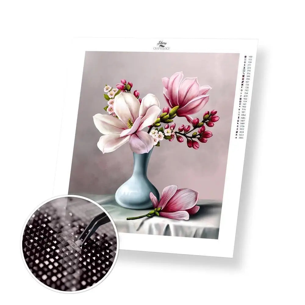 Magnolia - Exclusive Premium Diamond Painting Kit - 20x25cm / 8x10’’ / Square (Most Popular) - Diamond Painting Kit