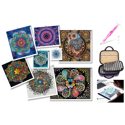 Mandala Kits and Accessories Bundle - Diamond Painting Cross Stitch