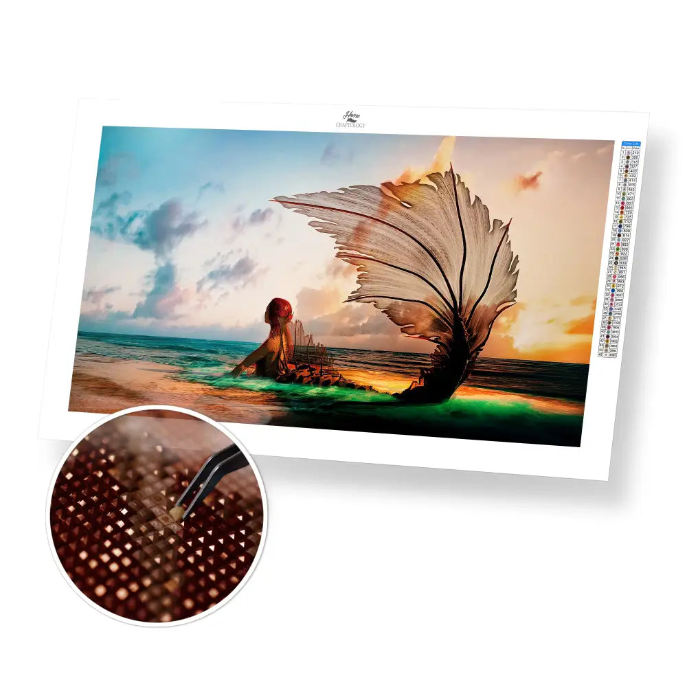 Mermaid and Sunset - Premium Diamond Painting Kit - 55x30cm / 22x12’’ / Square (Most Popular) - Diamond Painting Kit