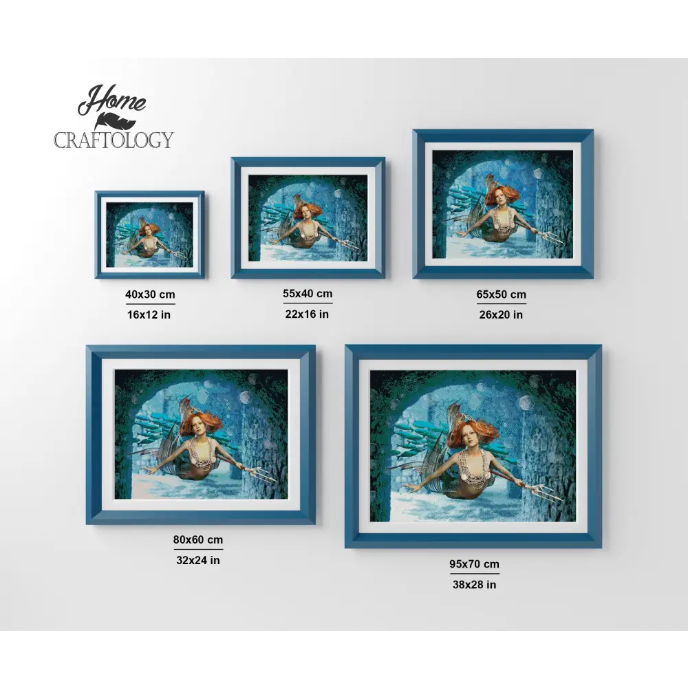 Mermaid Holding a Trident - Premium Diamond Painting Kit - Diamond Painting Kit