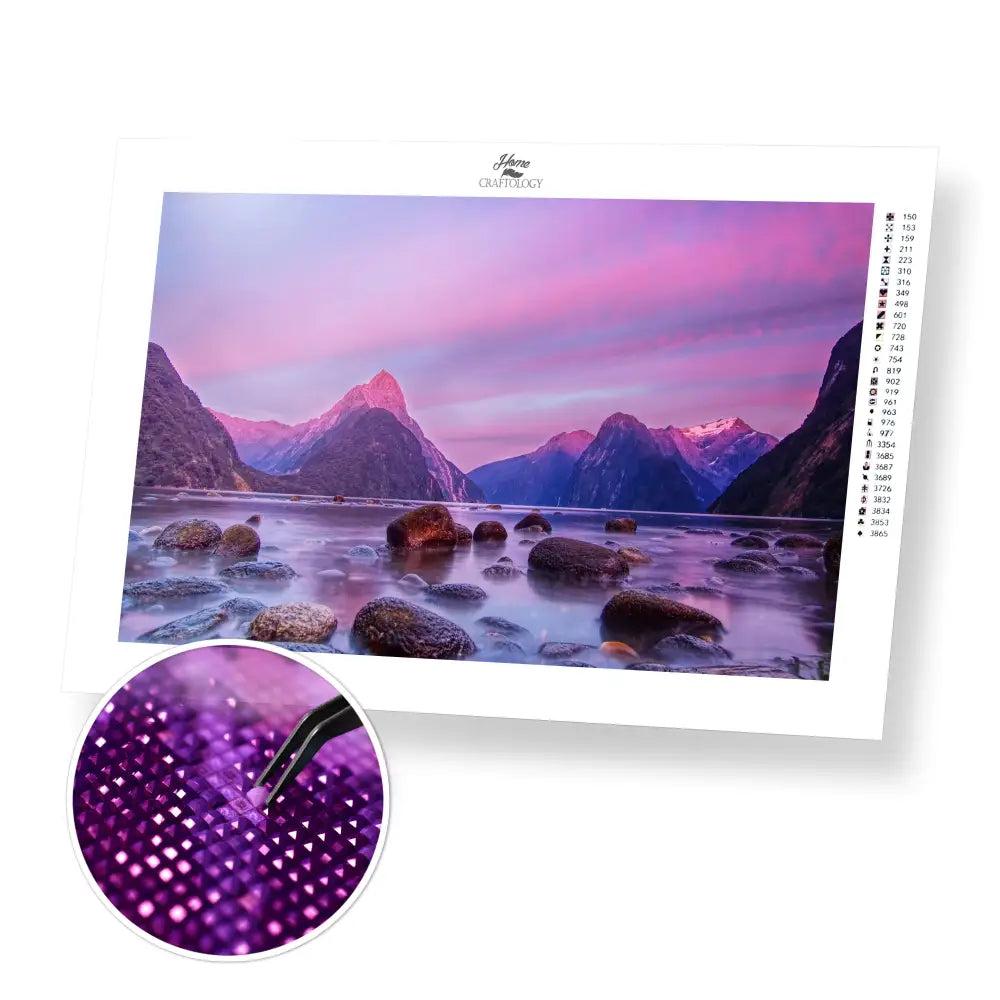 Milford Sound - Premium Diamond Painting Kit - 45x30cm / 18x12’’ / Square (Most Popular) - Diamond Painting Kit
