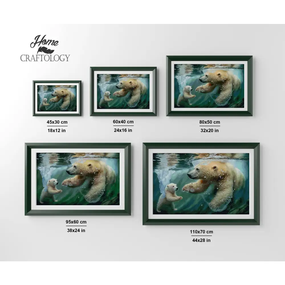 Mommy and Baby Polar Bears - Premium Diamond Painting Kit - Diamond Painting Kit