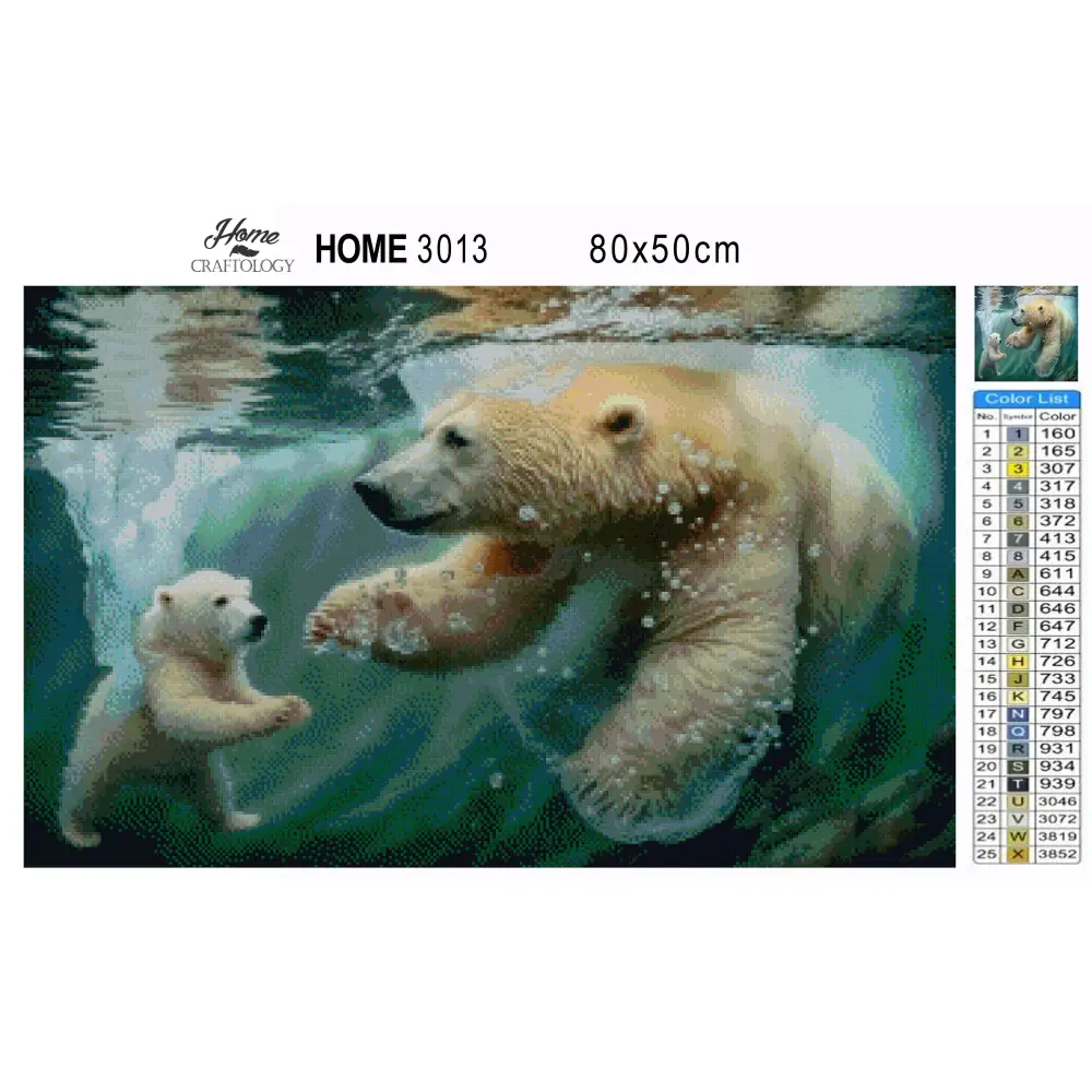 Mommy and Baby Polar Bears - Premium Diamond Painting Kit - Diamond Painting Kit