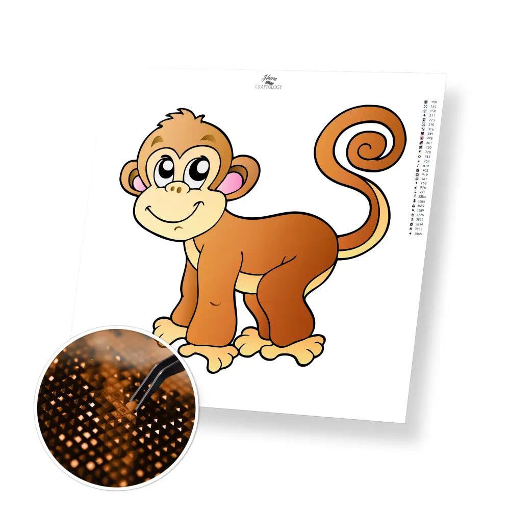 Monkey - Premium Diamond Painting Kit - 20x20cm / 8x8’’ / Square (Most Popular) - Diamond Painting Kit
