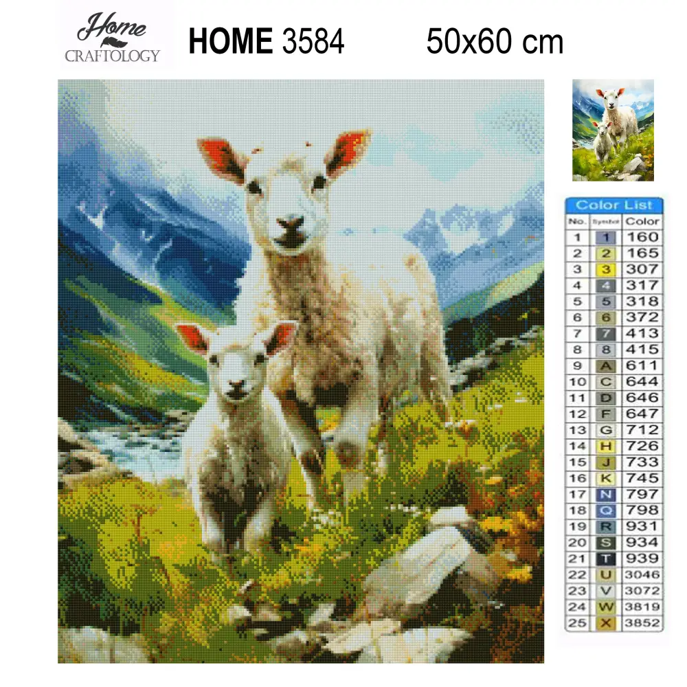 Mother and Baby Sheep - Exclusive Premium Diamond Painting Kit - Diamond Painting Kit