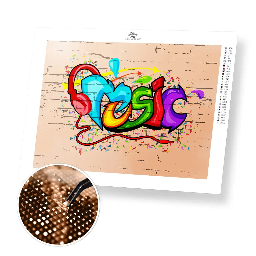 Music - Premium Diamond Painting Kit - 40x30cm / 16x12’’ / Square (Most Popular) - Diamond Painting Kit