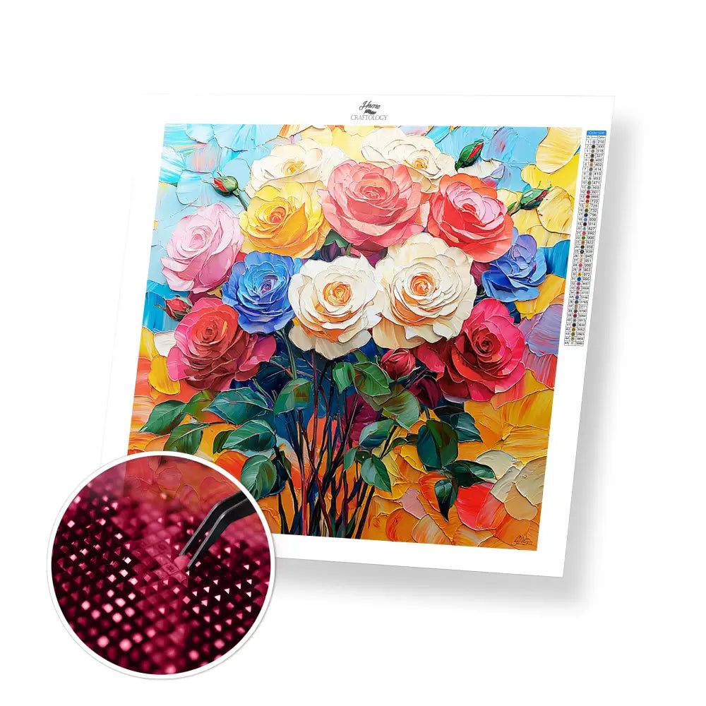 New! Bouquet of Roses - Exclusive Premium Diamond Painting Kit - 30x30cm / 12x12’’ / Square (Most Popular) / No Frame