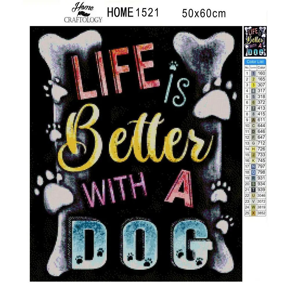 New Life is Better with a Dog - Exclusive Premium Diamond Painting Kit - Diamond Painting Kit
