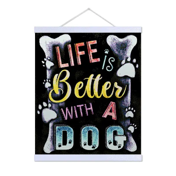 New Life is Better with a Dog - Exclusive Premium Diamond Painting Kit - Diamond Painting Kit