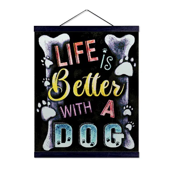 New Life is Better with a Dog - Exclusive Premium Diamond Painting Kit - Diamond Painting Kit