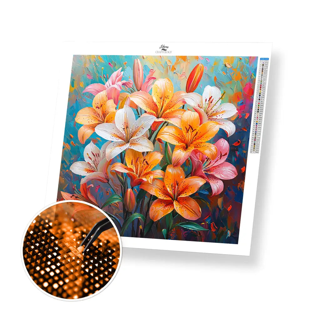 New! Lillies - Exclusive Premium Diamond Painting Kit - 30x30cm / 12x12’’ / Square (Most Popular) / No Frame - Diamond