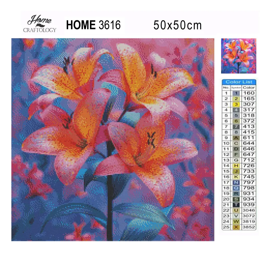 New! Pink Lillies - Exclusive Premium Diamond Painting Kit - Diamond Painting Kit