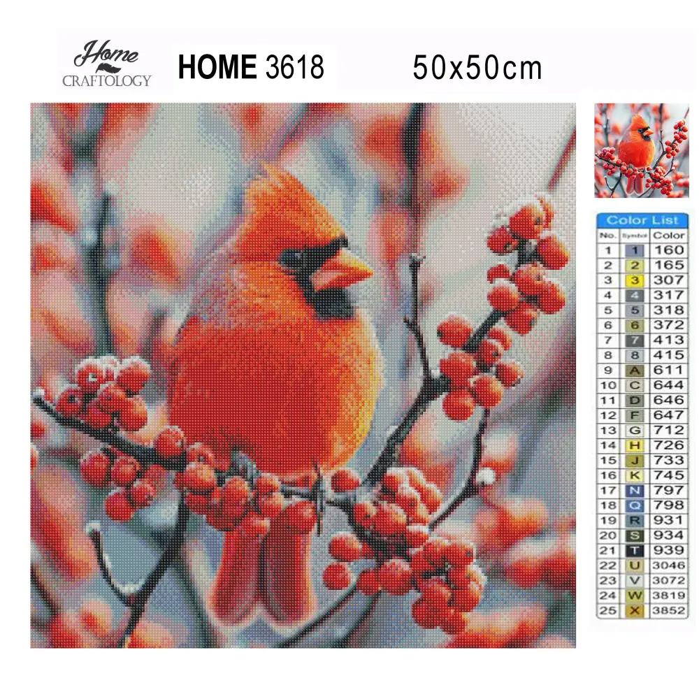 New! Red Cardinal Bird - Exclusive Premium Diamond Painting Kit - Diamond Painting Kit