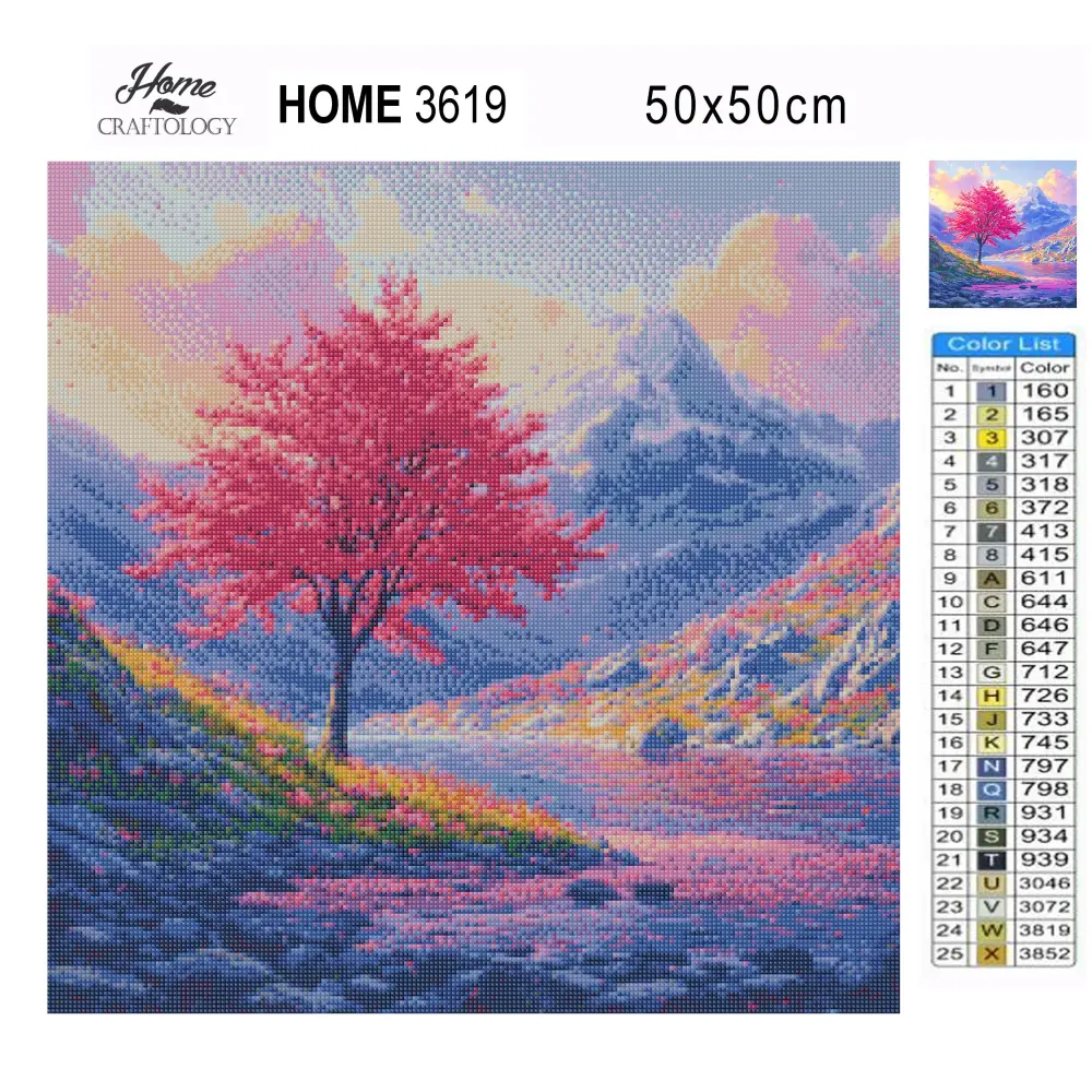 New! Single Pink Tree - Exclusive Premium Diamond Painting Kit - Diamond Painting Kit