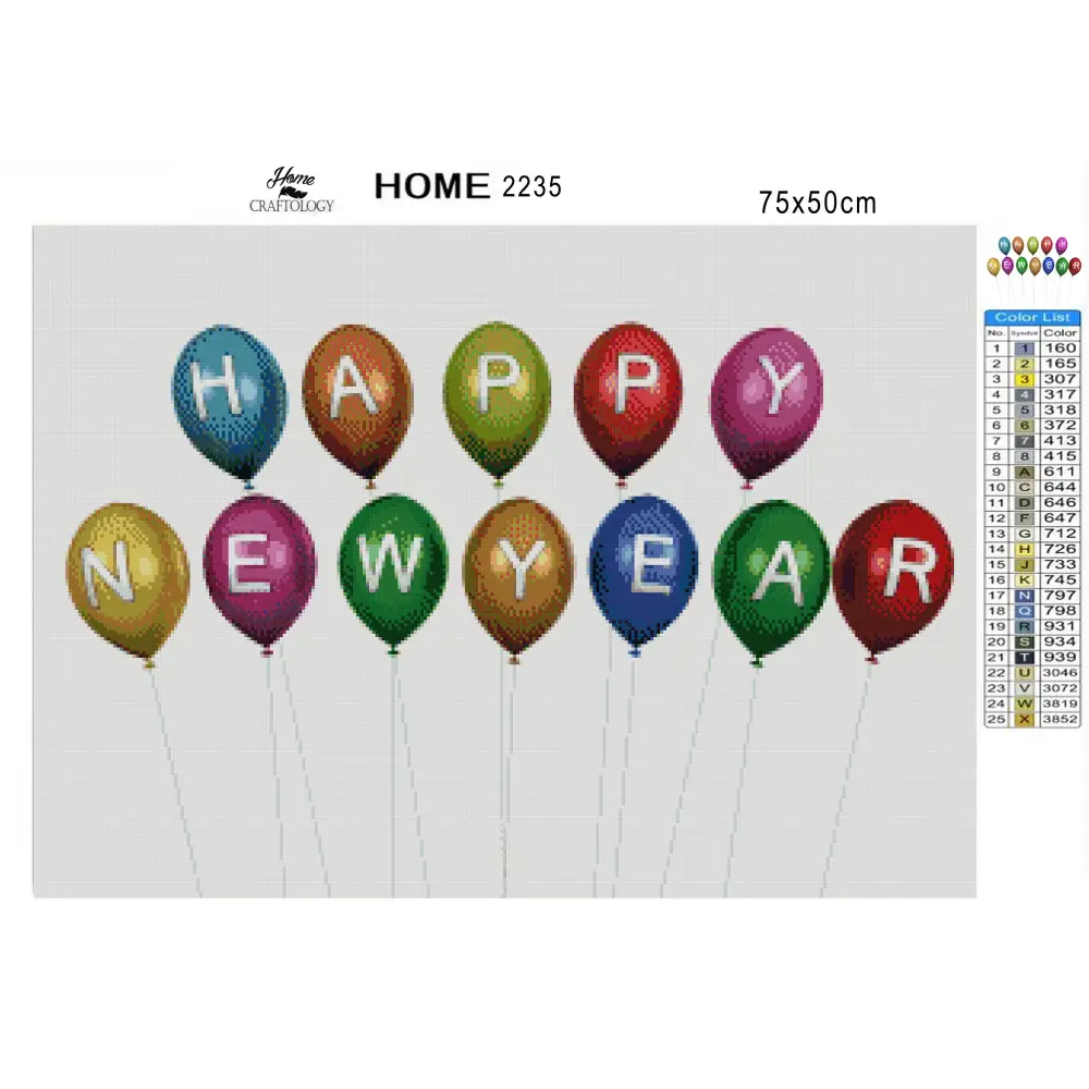 New Year Balloons - Premium Diamond Painting Kit - Diamond Painting Kit