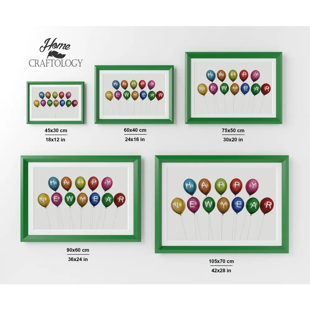 New Year Balloons - Premium Diamond Painting Kit - Diamond Painting Kit