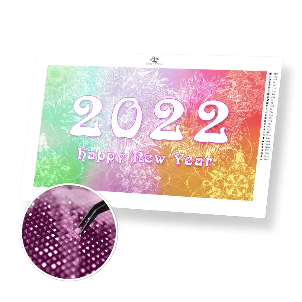 New Year Mandala - Premium Diamond Painting Kit - 35x20cm / 14x8’’ / Square (Most Popular) - Diamond Painting Kit