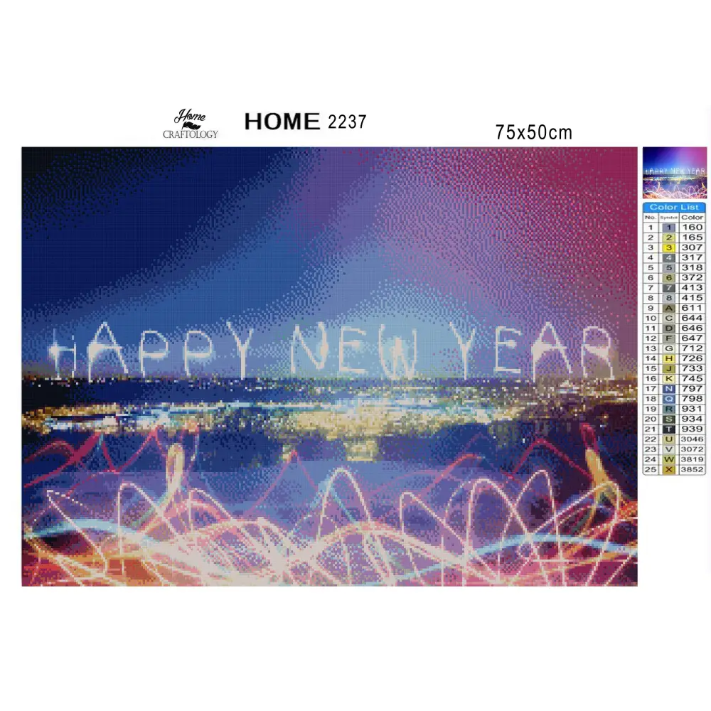 New Year Neon Lights - Premium Diamond Painting Kit - Diamond Painting Kit