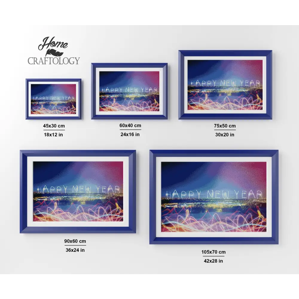 New Year Neon Lights - Premium Diamond Painting Kit - Diamond Painting Kit