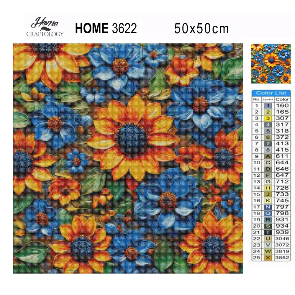New! Yellow and Blue Sunflowers - Exclusive Premium Diamond Painting Kit - Diamond Painting Kit