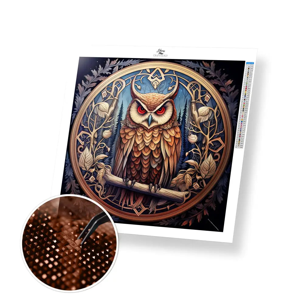 Night Owl Mandala - Exclusive Premium Diamond Painting Kit - 30x30cm / 12x12’’ / Square (Most Popular) - Diamond