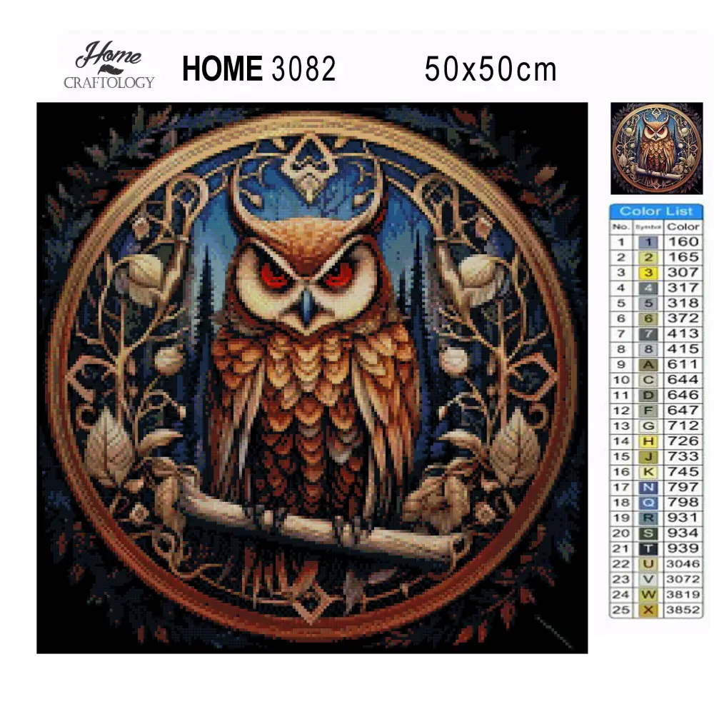 Night Owl Mandala - Exclusive Premium Diamond Painting Kit - Diamond Painting Kit