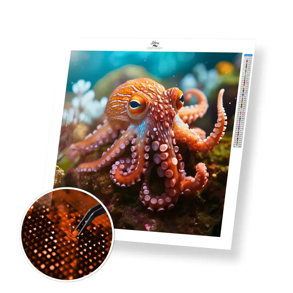 Octopus - Exclusive Premium Diamond Painting Kit - 20x20cm / 8x8’’ / Square (Most Popular) / No Frame - Diamond